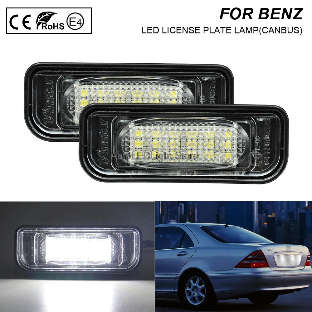 

2Pcs LED Number License Plate Lights Number Lamp No Error For S-class Mercedes-BENZ W220 1999 2000 2001 2002 2003 2004 2005