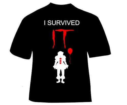 

IT t-shirt, I survived IT, Pennywise, Clown, Stephen King, S,M,L,XL O-Neck Sunlight Men T-Shirt top tee