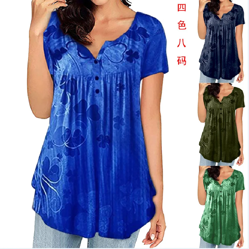 

Loose Plus Size Printed Casual Women's Summer Short-Sleeve T-Shirt Casual Round Neck Short-Sleeve Comfortable Fit T-shirt S-5XL