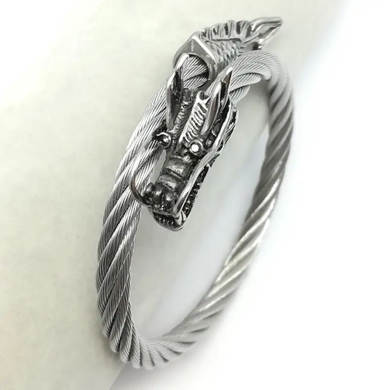 Мужской браслет LOOKER в стиле панк с открытым покрытием из стальной проволоки