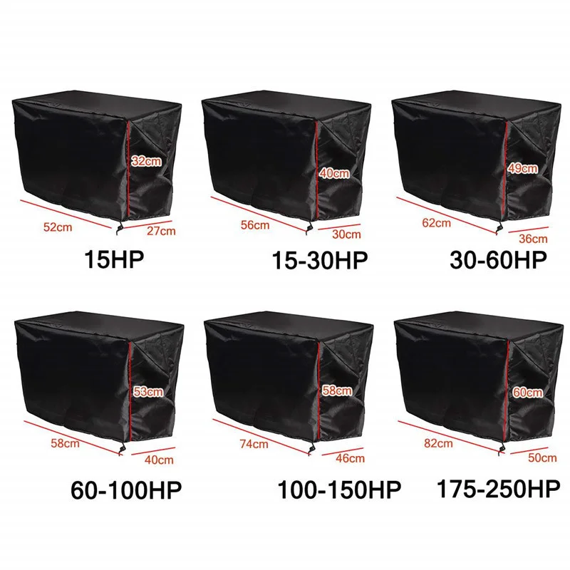

15-250HP Black Oxford Waterproof Yacht Half Outboard Motor Engine Boat Cover Anti UV Dustproof Cover Marine Engine Protector