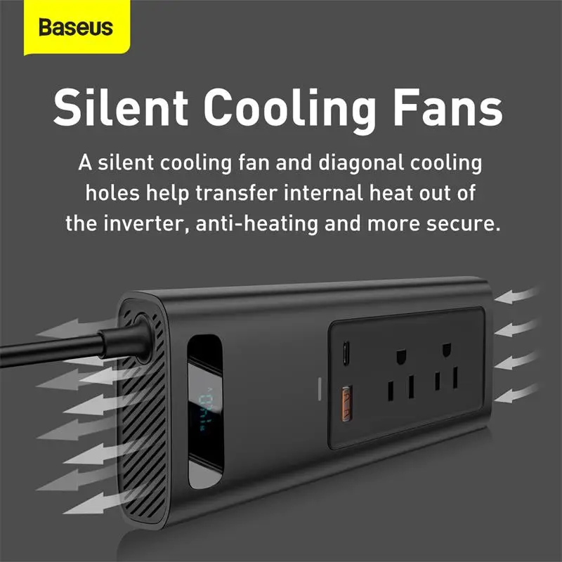baseus 150w car inverter ac dual port universal 12v outlets for car vacuum cleaner heater car charger adapter for phones tablets free global shipping