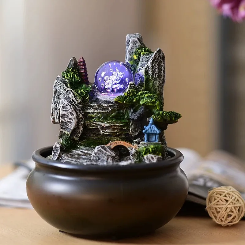 Небольшая Статуя Будды Rockery водяной фонтан светодиодный шар фэн шуй украшение