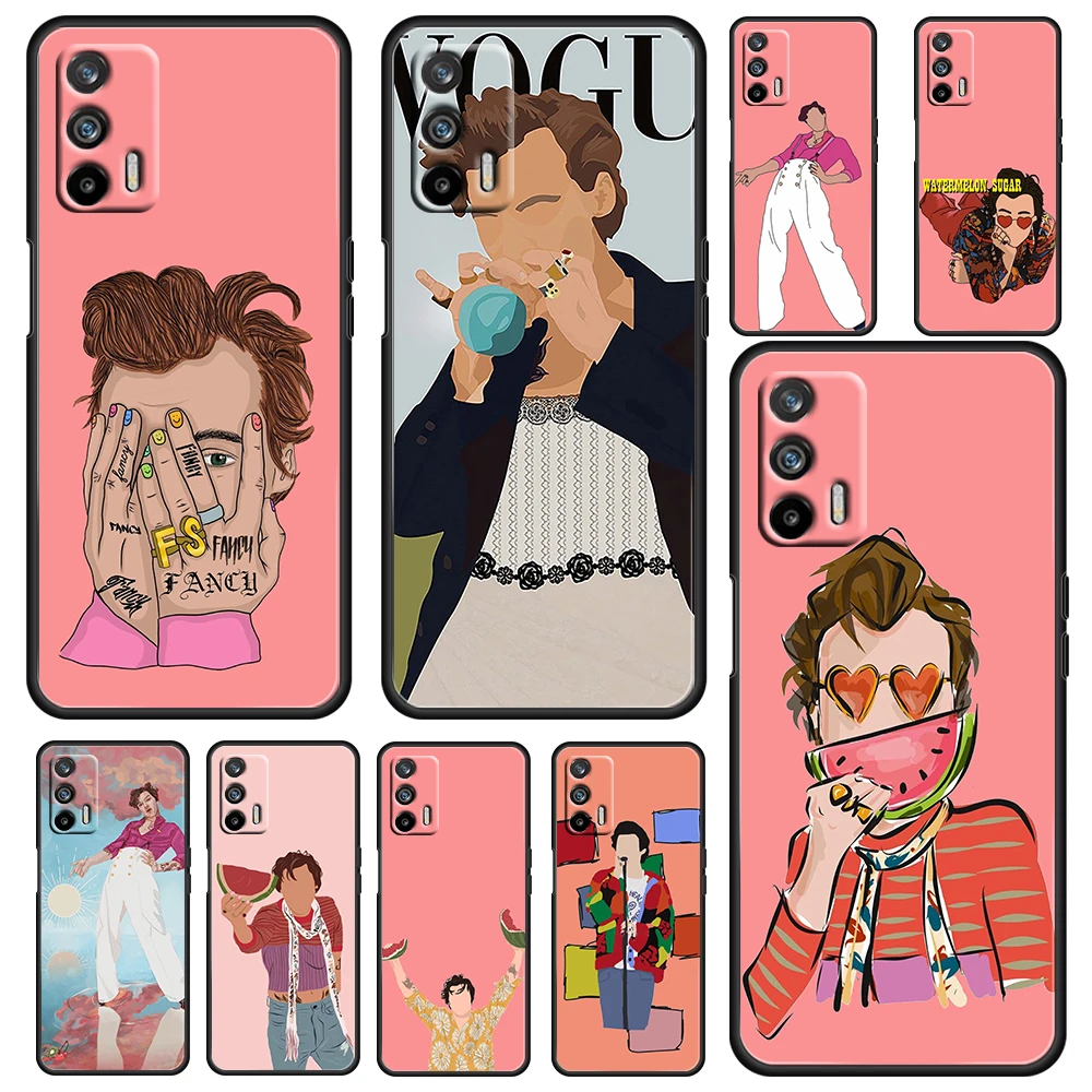

Singer Fashion Pink Styles For OPPO Realme GT Explorer Master Neo Flash Edition C21 C20 C15 C11 C3 Soft Black Phone Case