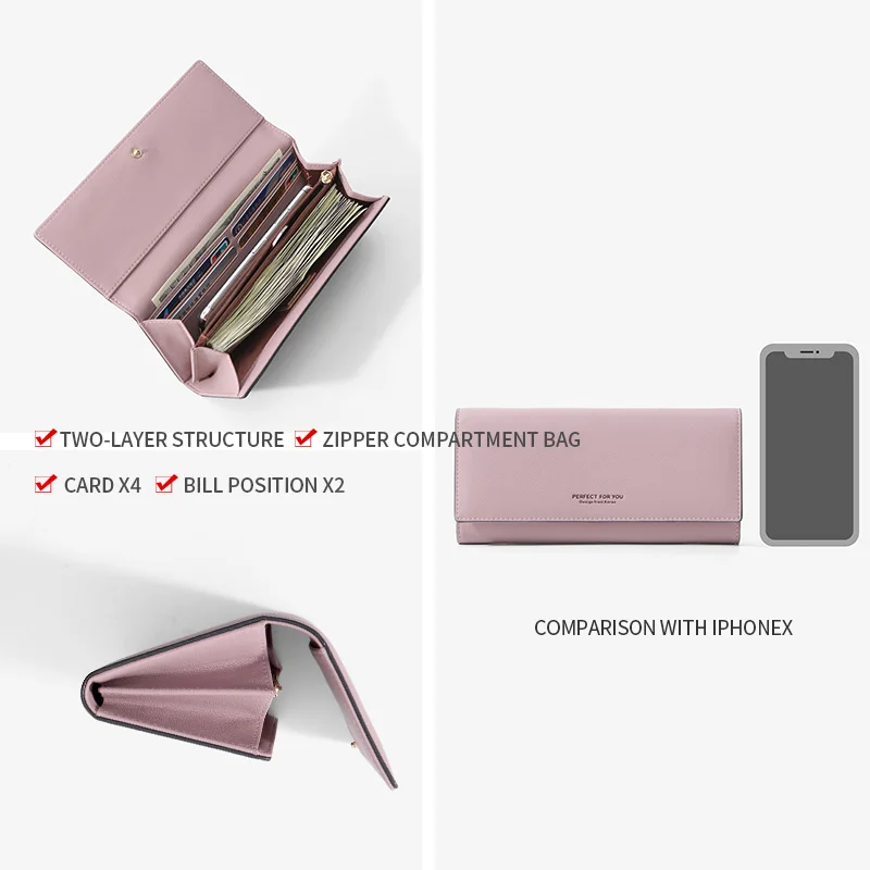 

Simplism Wallet Soft Leather Ladies Long Purse Card Holder Phone Pocket Women Wallets Clutch Female Portfel Carteira