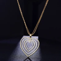 hollow multi hearts pendant necklaces for women long layered chain necklace valentines day gift 2021