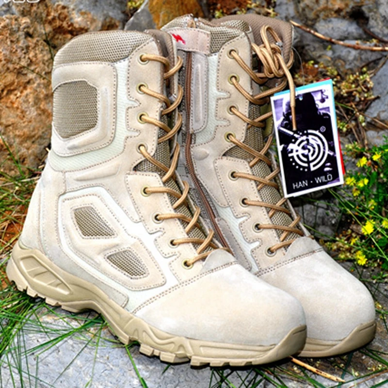 

Military Tactical Boots Men Desert Combat Airsoft Shooting Boots Outdoor Mens Leather Hunting Hiking Sports Comfortable Shoes