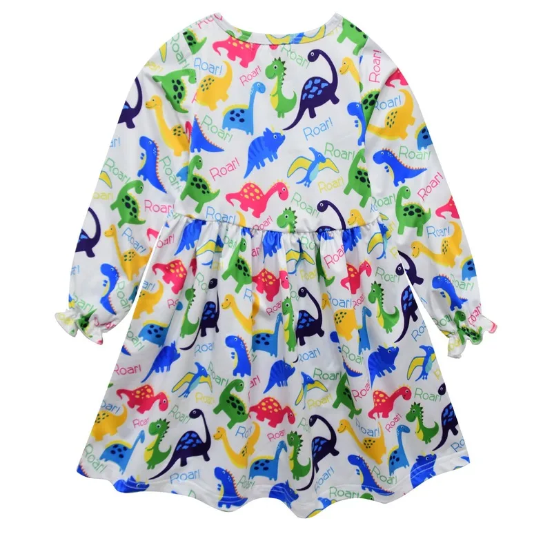 2020 Одежда для девочек платье с мультипликационным рисунком динозавра Детские