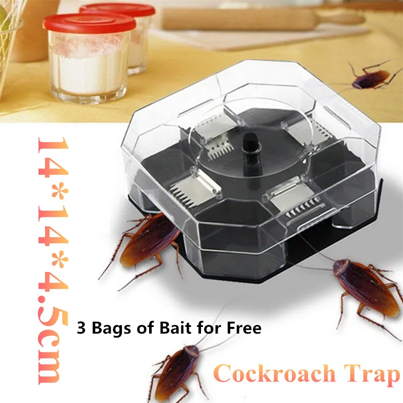 

Large Cockroach Trap Box with Baits Pesticide Plastic Reusable Non-Toxic Bug Roach Catcher Insect Pest Killer For Home Kitchen