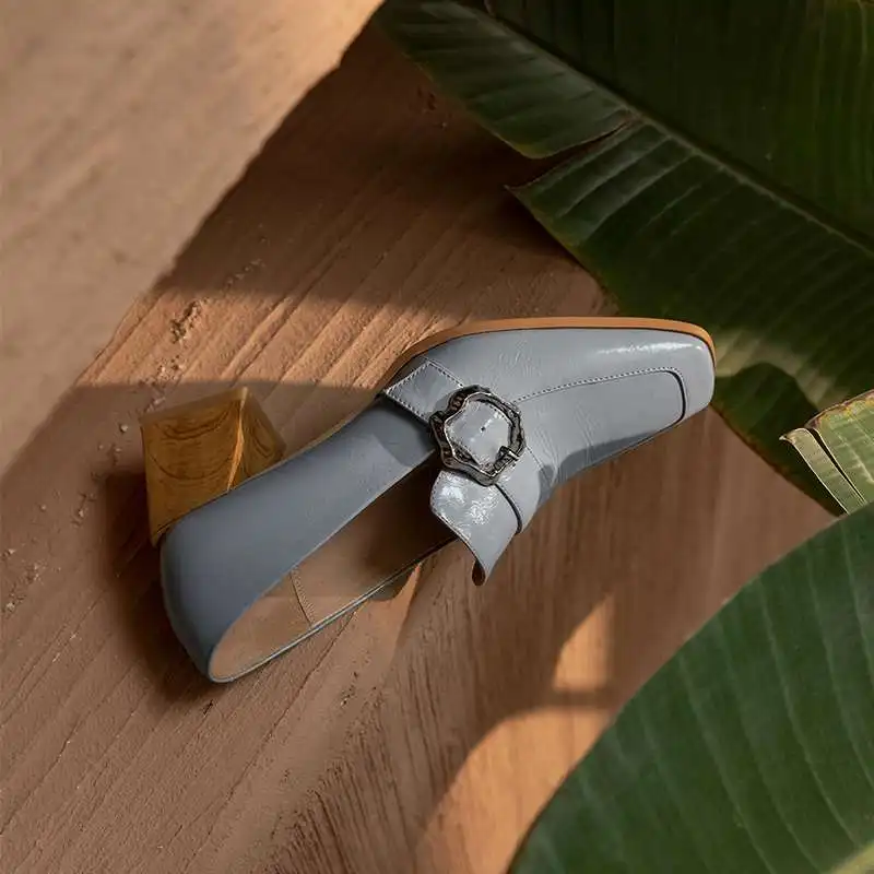 

Krazing pot large size genuine leather square toe high heels European style mature lady elegant slip on fashion women pumps L6f3