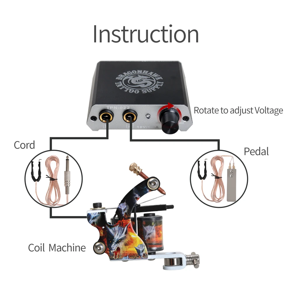 Стартовый комплект татуировки 2 пулемета 6 цветных чернил поставки оборудования