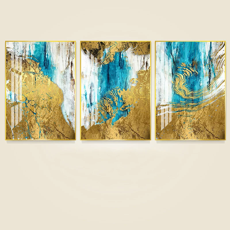Goede Blauw Goud Kleur Kristal Porselein Schilderen Woonkamer Kantoor Abstracte Diamond Inlay Schilderen Thuis Art Wanddecoratie