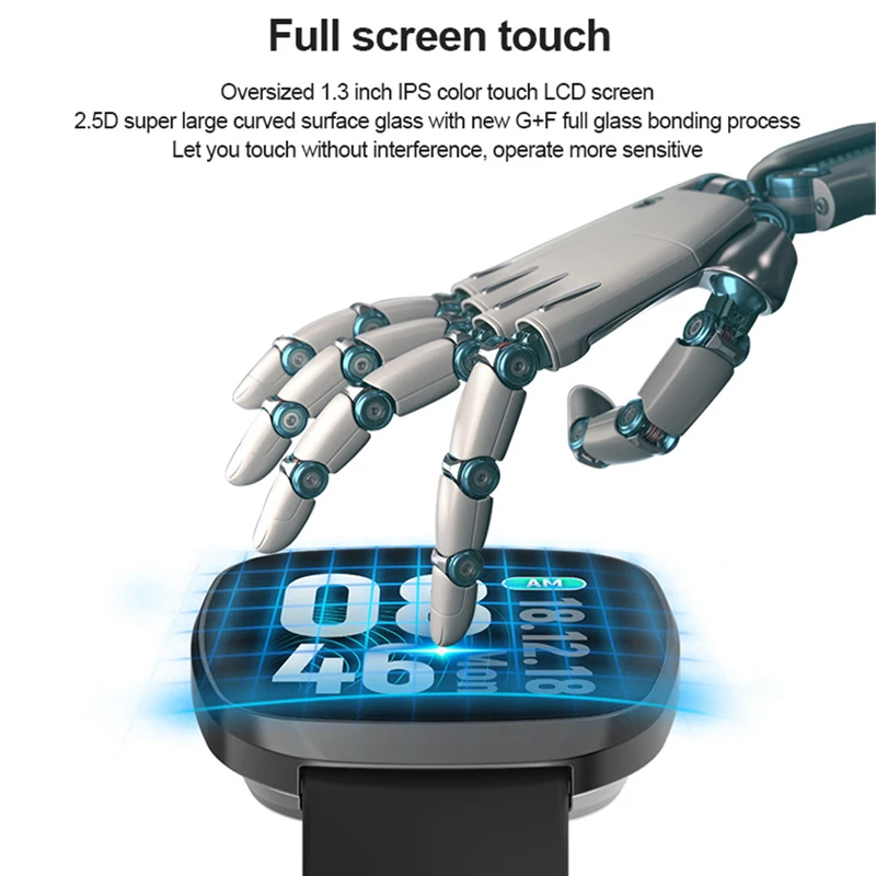 Супер тонкие Смарт часы 1 3 &quotполный экран сенсорный монитор сердечного ритма