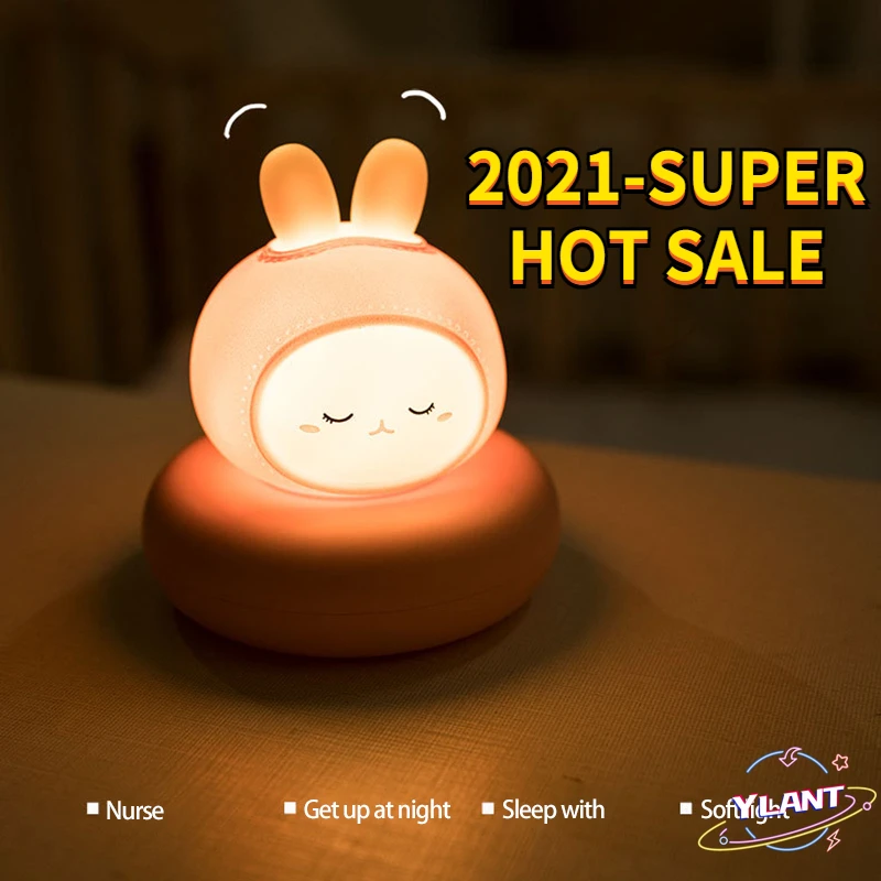 

Cute USB Night Light Cartoon LED Soft Light Eye Protection Touch Control Chlidren Bedroom Decor Bedside Lamp Christmas Gift