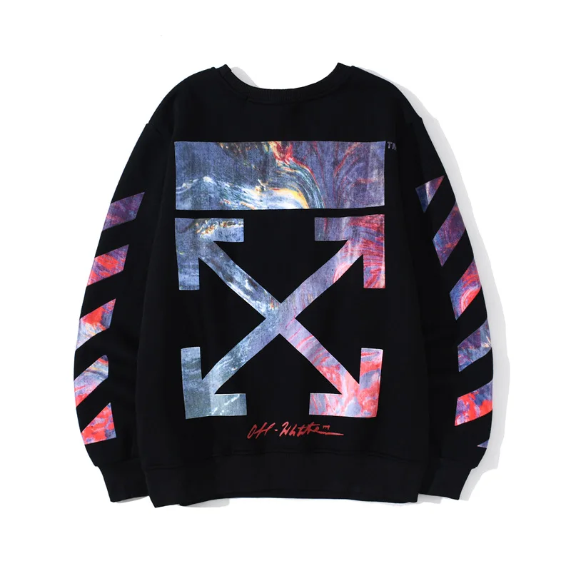 

Ow sweater off Shenyang Shanghai Limited volcano Strait cordon jacket white men's and women's pure cotton tide brand