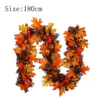 autumn 1 8m artificial maple leaf vine with pumpkins berry pine cones front door fireplace wall hanging simulation wreath