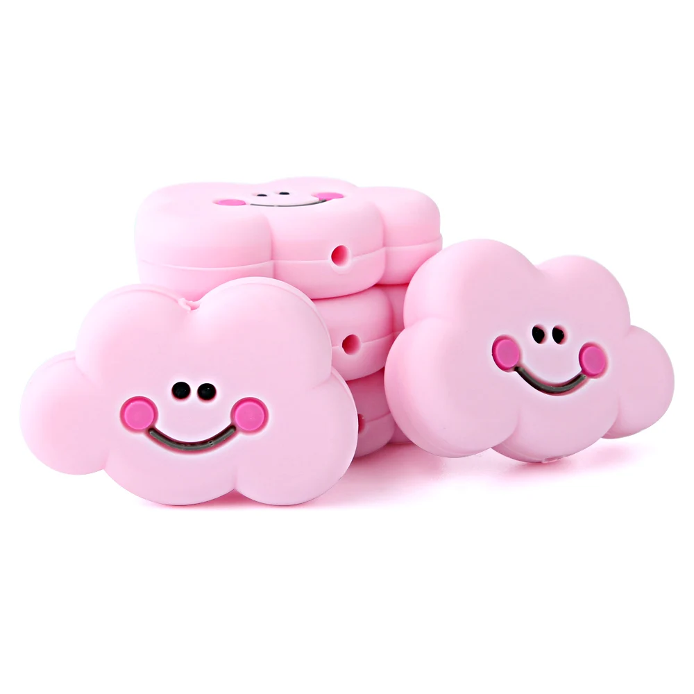 Pink Keep&Grow, 10 шт., силиконовые бусины в виде облаков, грызунов, Детские Прорезыватели без бисфенола, силиконовые жемчужные Прорезыватели для зубов, ожерелье, аксессуары для детей - Цвет: Pink