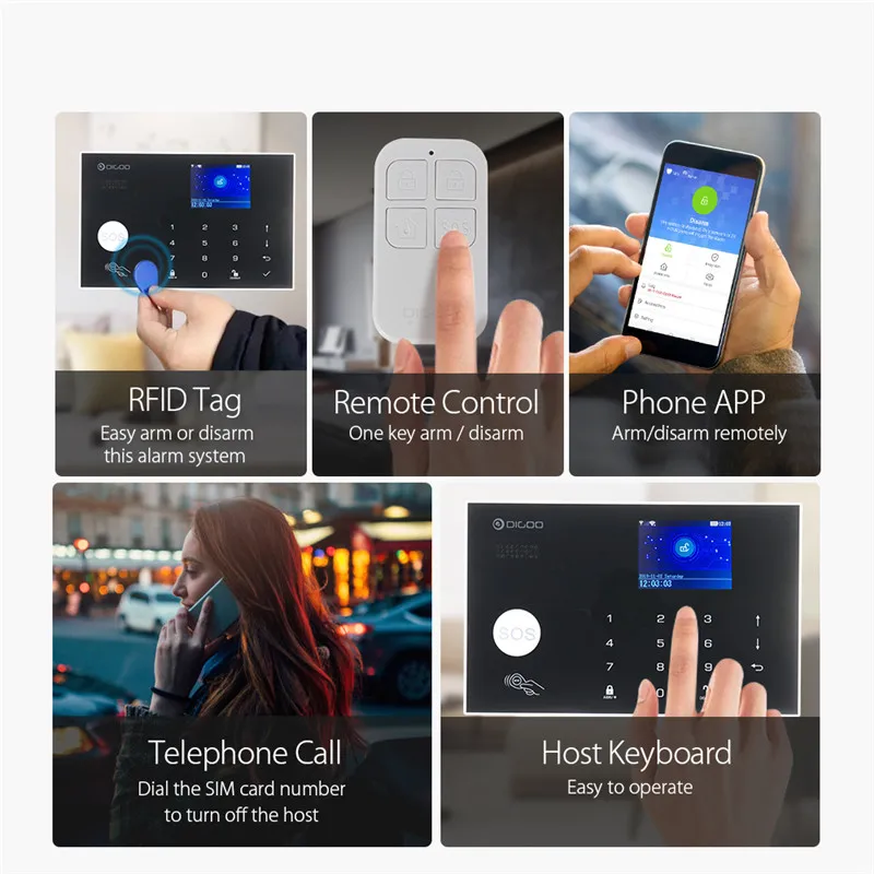 DIGOO телефон 433 МГц 2G GSM Wi Fi|Комплекты для сигнализации| |