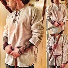 Medieval Shirt Robe Viking Men Dress Knight Renaissance Cotton Tunic Short Sleeve Shirts Tops Costume Disfraz Medieval with belt
