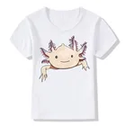 Летняя мода 2020, Детская футболка с забавным принтом, Axolotl Friend, милые повседневные топы с коротким рукавом для маленьких мальчиков и девочек, футболки