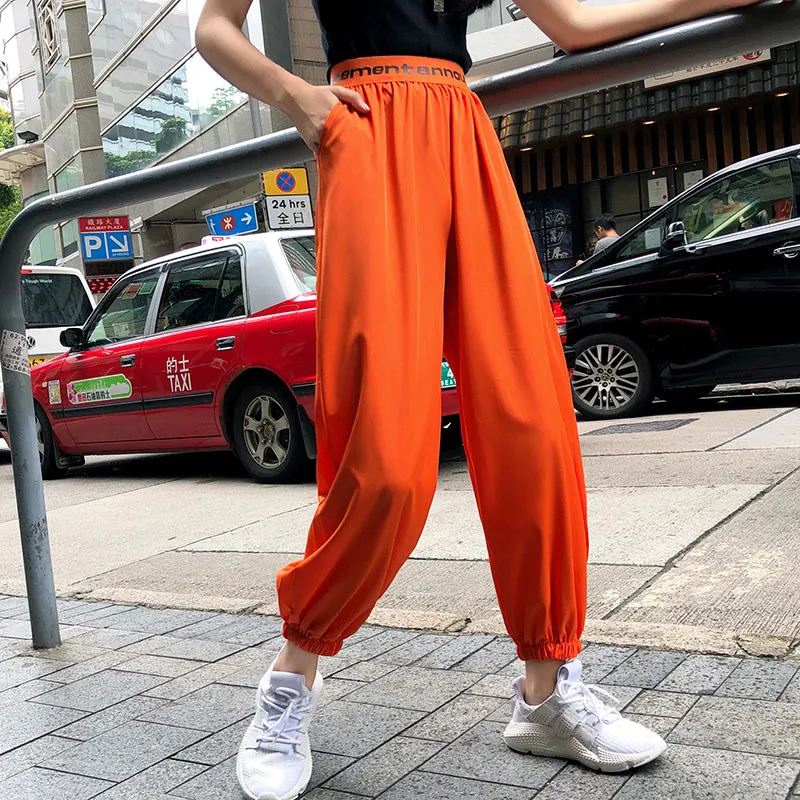 Женские повседневные свободные шаровары Harakuju оранжевые спортивные брюки с