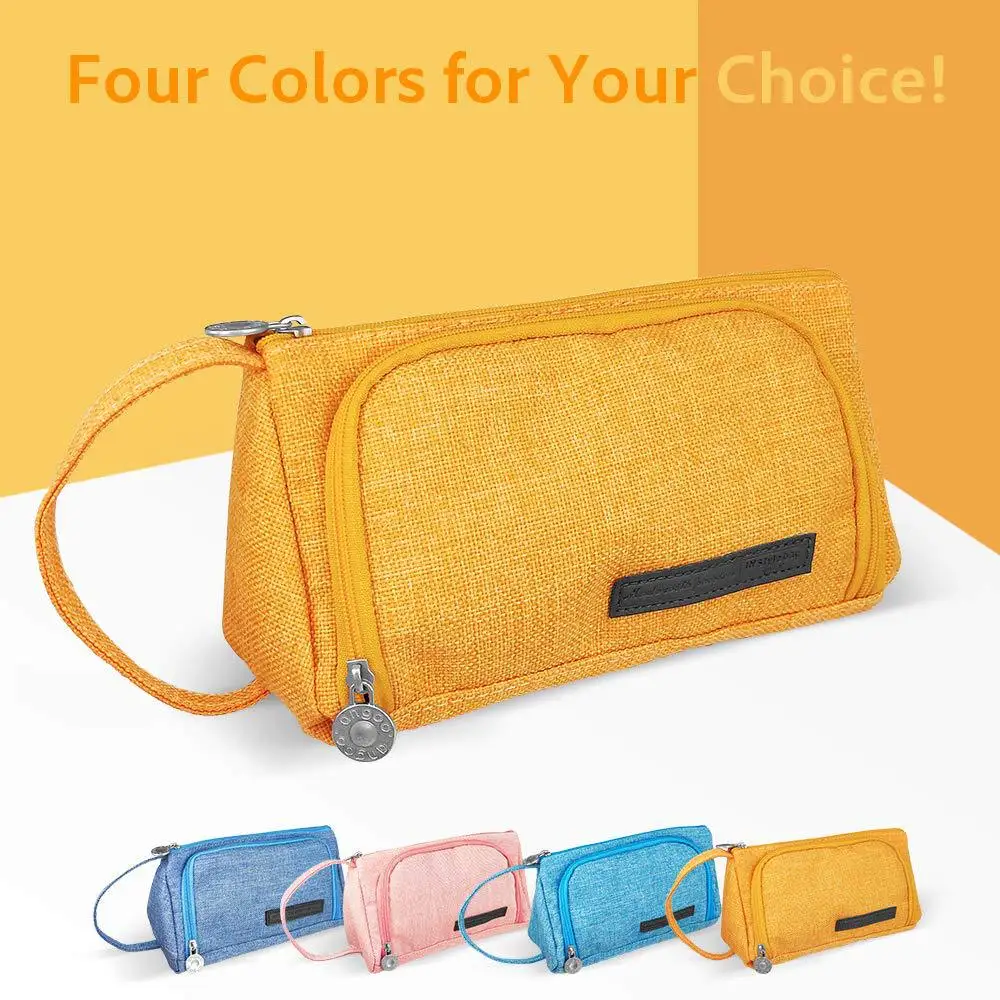 Простой Большой холст школьный пенал для карандашей большая сумочка ручек и