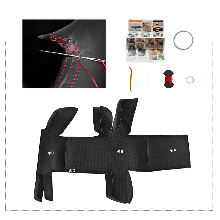 

MEWANT Black Genuine Leather Car Steering Wheel Covers for Audi A1 (8X) Sportback A3 (8V) A4 (B9) Avant A5 (F5) Q2