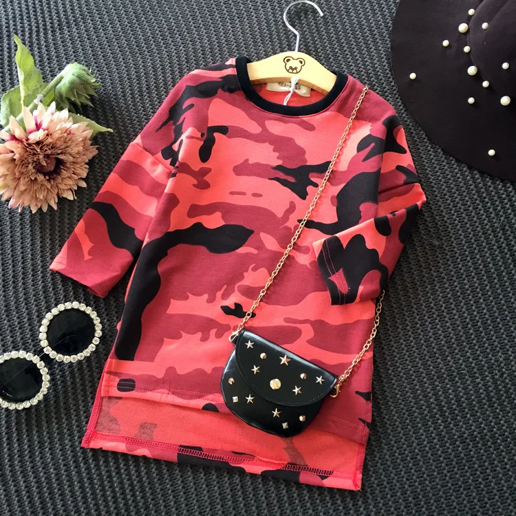 Новинка 2018 камуфляжное платье для девочек детское свободное прямое детская