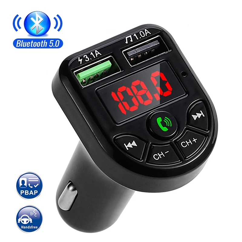 

Новый Bluetooth 5,0, свободные руки, FM передатчик, автомобильный комплект MP3 модулятор плеер Беспроводной громкой связи Bluetooth гарнитура для Авто А...