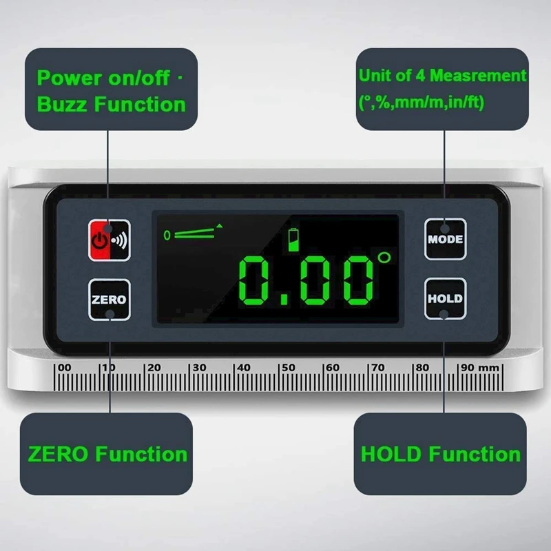 

ABSF Angle Gauge,Digital Protractor Inclinometer Angle Finder with Magnetic Base - Level Box for Woodworking(DL1906+DL139)