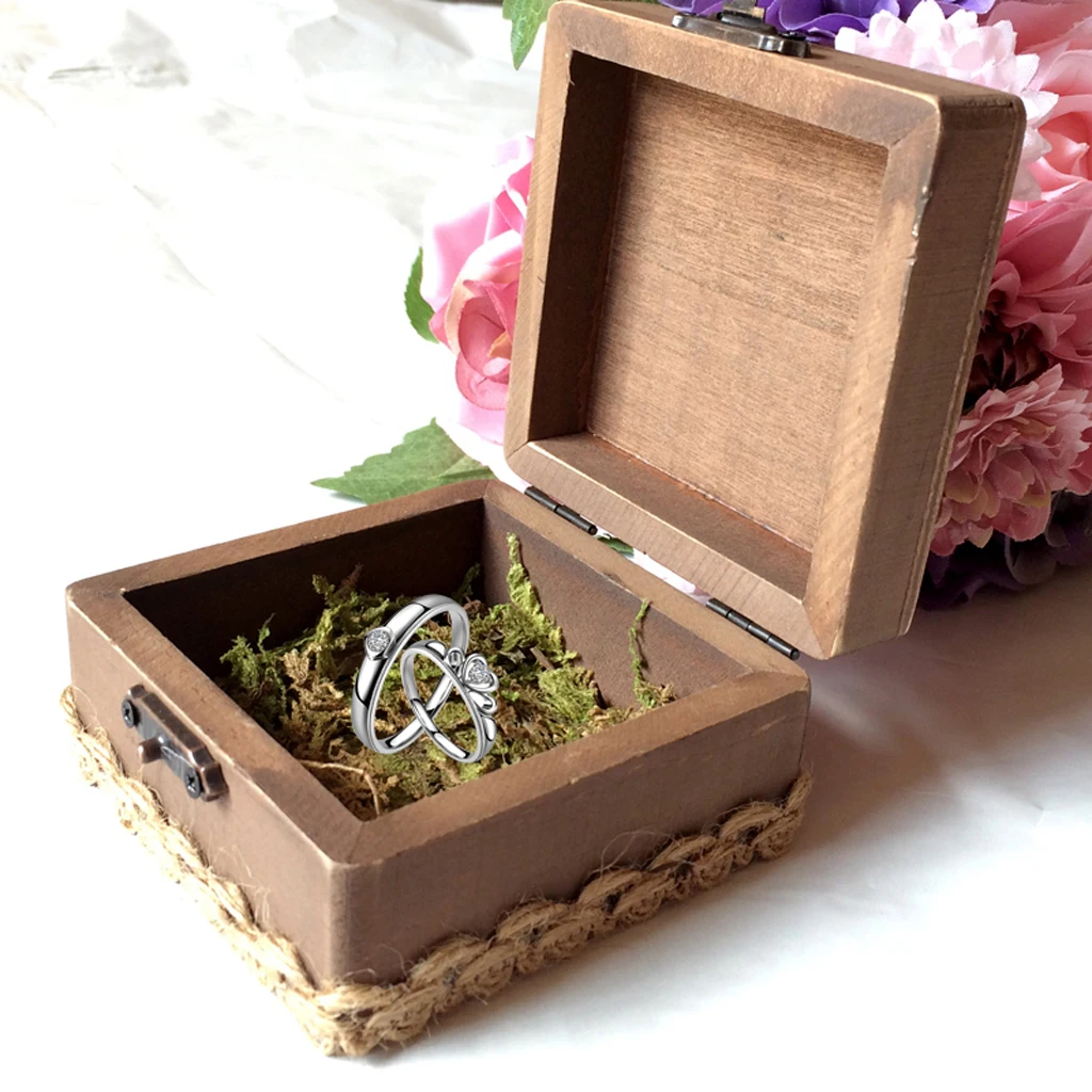 Коробка для свадебных колец с изображением сердца деревянный дисплей Ювелирное
