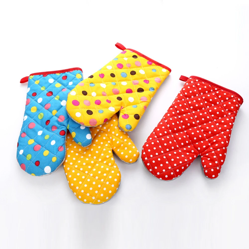 

1PC Thick Polka Dot Cotton Heat Insulation Oven Gloves For Kitchen Baking Cooking Insulation Non-Slip Anti-Scald Mat Tool