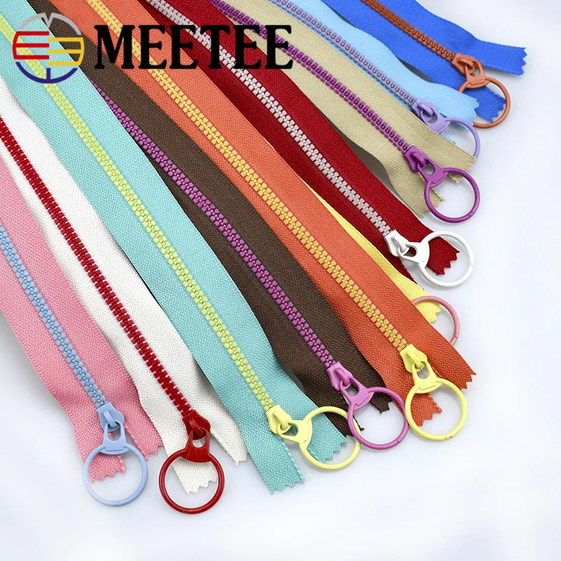

MEETEE 10pcs 3# Multicolor O Ring Puller Resin Zipper Close-end Zippers for Bag Garment Sewing Zips DIY Accessory Craft A2-1