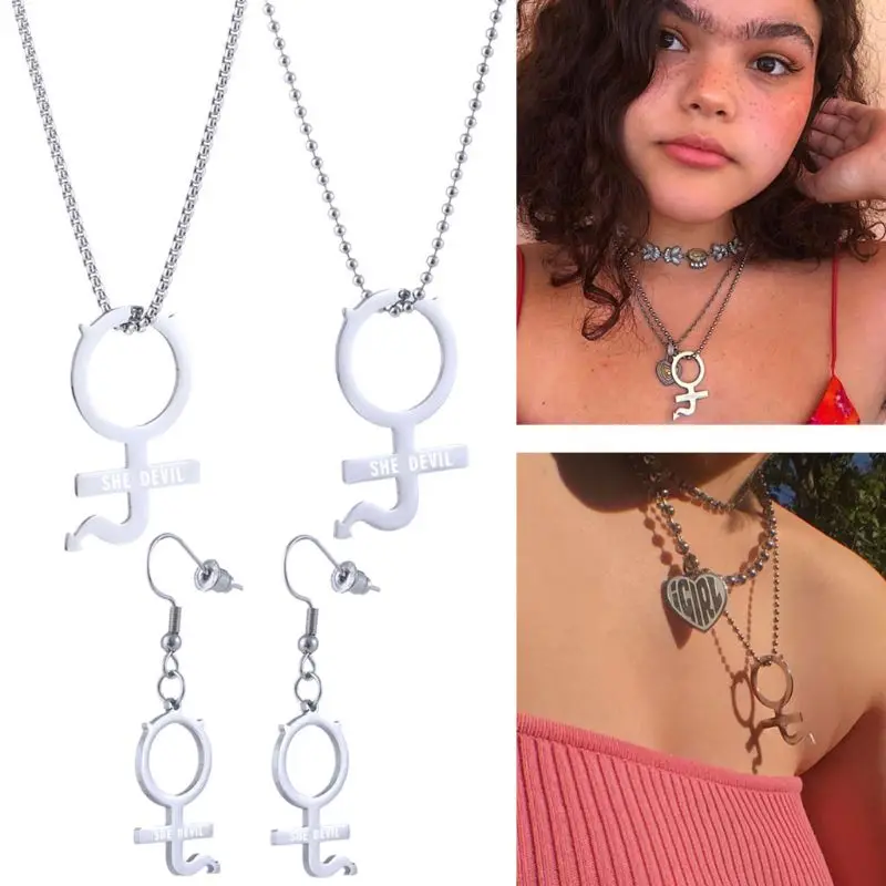Женский Готический комплект из нержавеющей стали с подвеской в уличном стиле