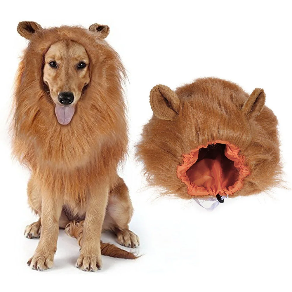 Костюм льва с ушной головкой для домашних животных 2019 блестящий мягкий и удобный