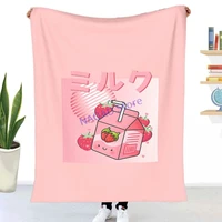 aesthetic anime strawberry milkshake for otaku throw blanket sheets on the bed blankets on the sofa decorative lattice