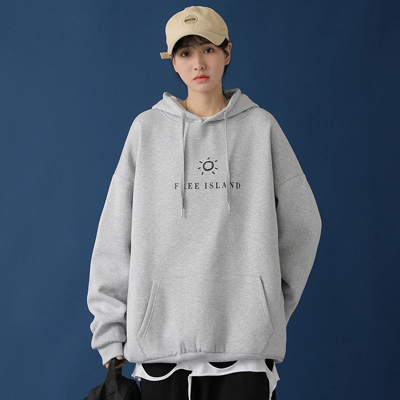 Разборчивого 2020 осень Дамский фуражку кофта со Размеры Толстовки с капюшоном