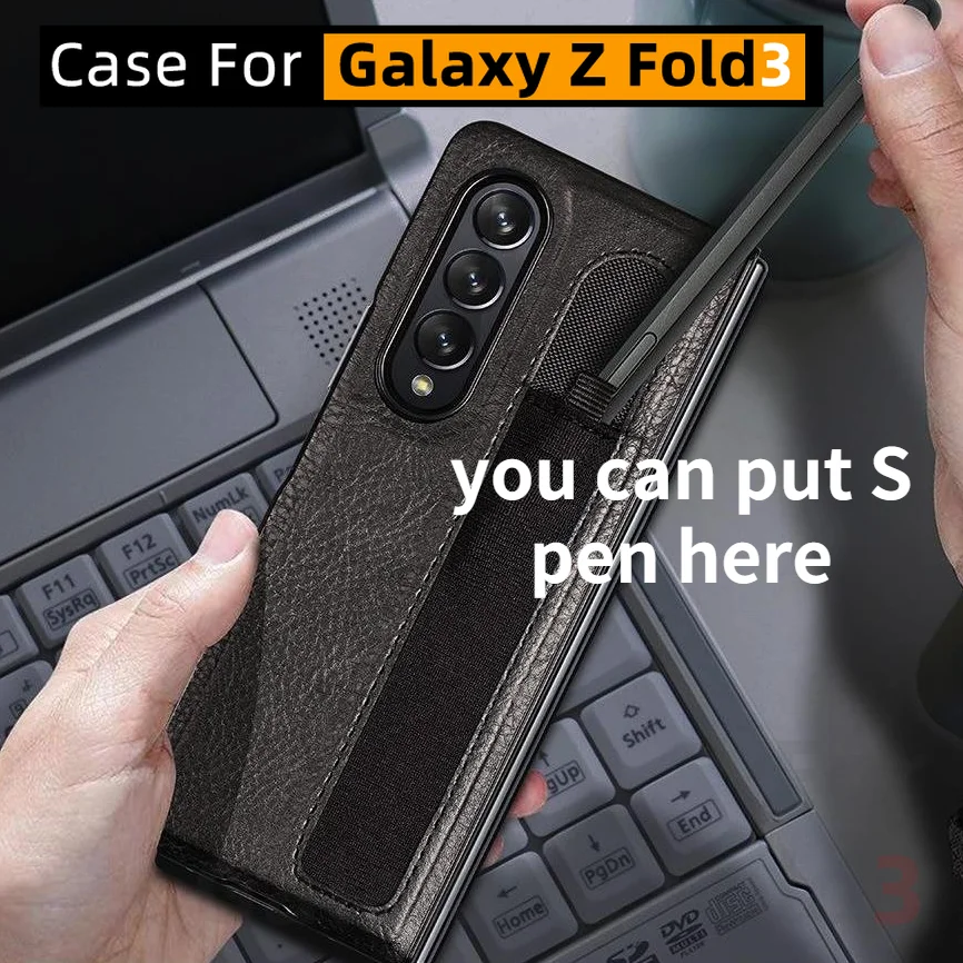 Чехол для Galaxy Z Fold 3 с S-держателем ручки W22 защитный чехол Samsung S-слотом ПУ материал |