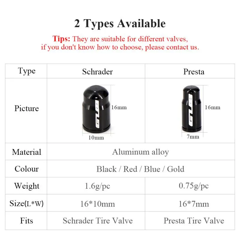 

2Pcs Aluminum Bicycle Waterproof Rust-Resistant Dustproof Lightweight Presta/ Schrader Tire Valve Protector Cap Accessories