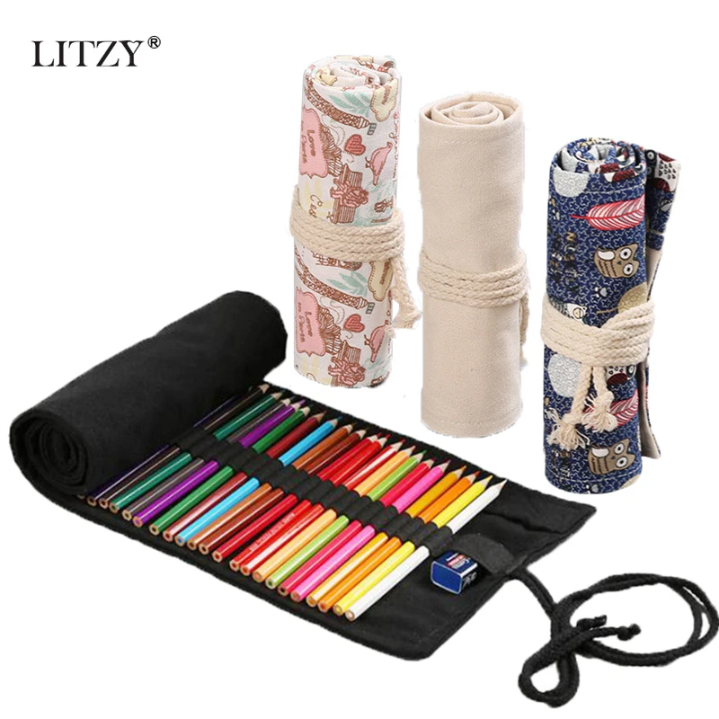 Черный чехол для карандаша школьные принадлежности с 24/36 отверстиями сумка