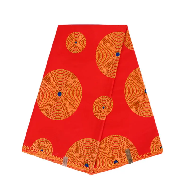 

2019 African Wax 6 Yards 100% Cotton Real Fabric African red color nigeria Wax 6 yards for Wedding Dress