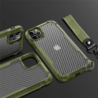 armor matte shockproof bumper lanyard phone case for iphone 12 11 pro max xr xs max x 7 8 plus transparent anti shock cover new