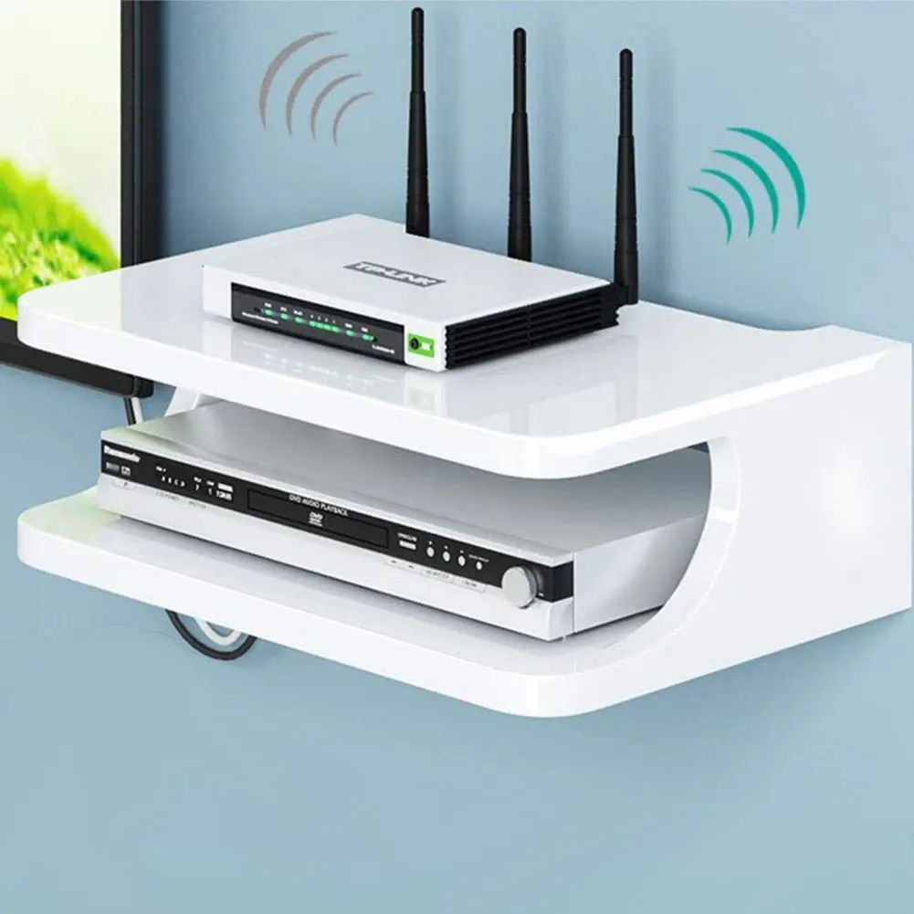 Настенная полка для хранения телевизионной приставки двухуровневый органайзер