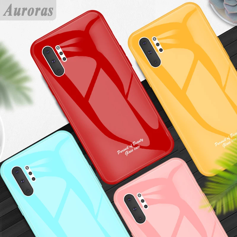 Auroras для Samsung Galaxy Note 10 Pro Чехол из закаленного стекла Макарон карамельного цвета