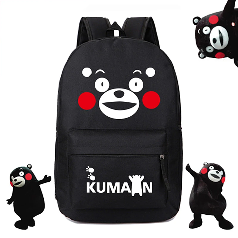 

Hight Quality Anime Kumamon Black Bear Backpack Schoolbag Black Plush Cartoon Bag for Students Teens Men Women