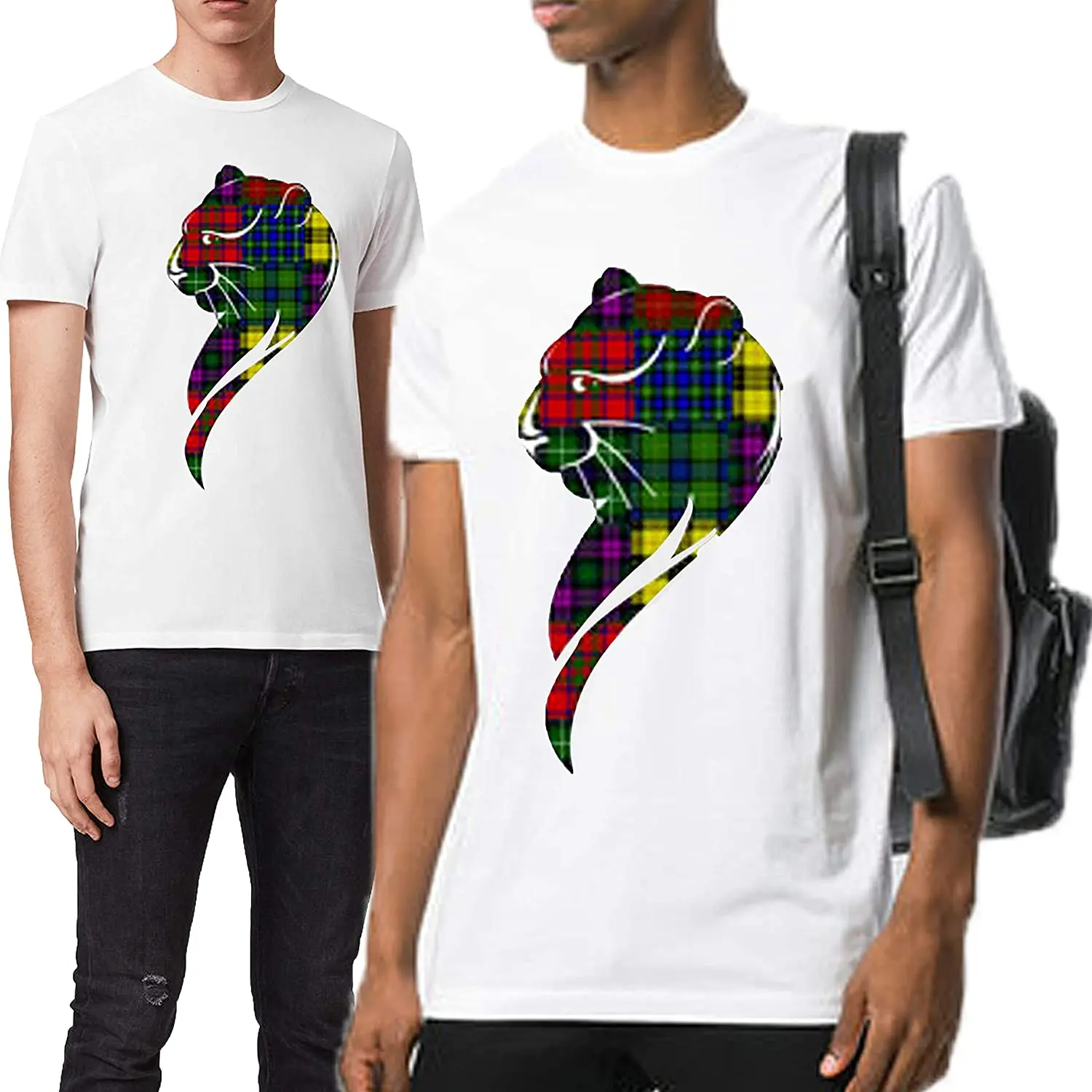 

Men's White T-Shirt with Crew-Neck Short Sleeve Graphic Printed Fashion for Men Classic Fit Tee