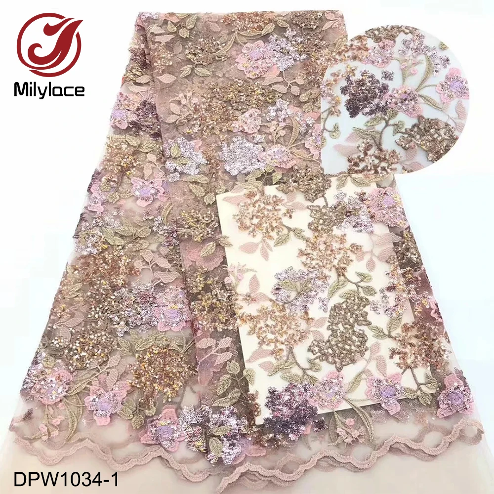 Высококачественная африканская французская пайетки вышитая кружевная ткань