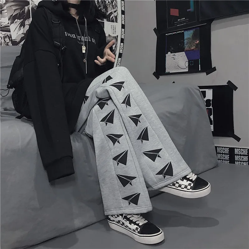 

Casual Style Loose Straight Long Pants Print New Women's Clothing Ins Korean Streetwear Capris Spring Autumn High Waist Loose