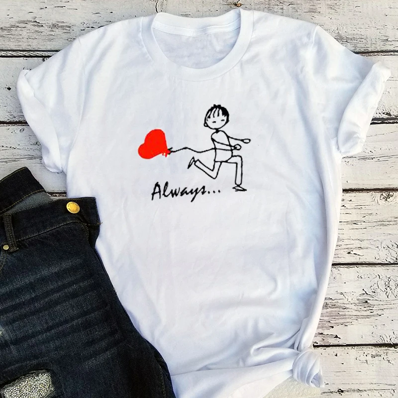 

Valentine's Day Gift Tops Women Fashion Clothing Summer Valentine's Day 2021 Always Together Matching Tshirts for Couples
