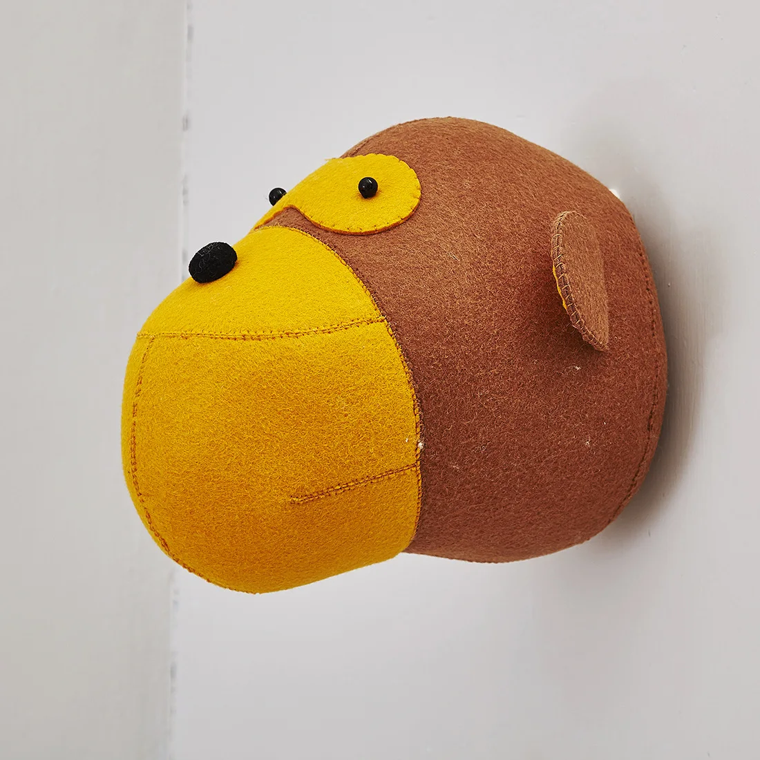 Monkey Голова животного, плюшевая кукла, фламинго, голова слона, настенное крепление, мягкие плюшевые игрушки, украшение для детской спальни, войлочные настенные куклы, реквизит для фотосессии - Цвет: Monkey